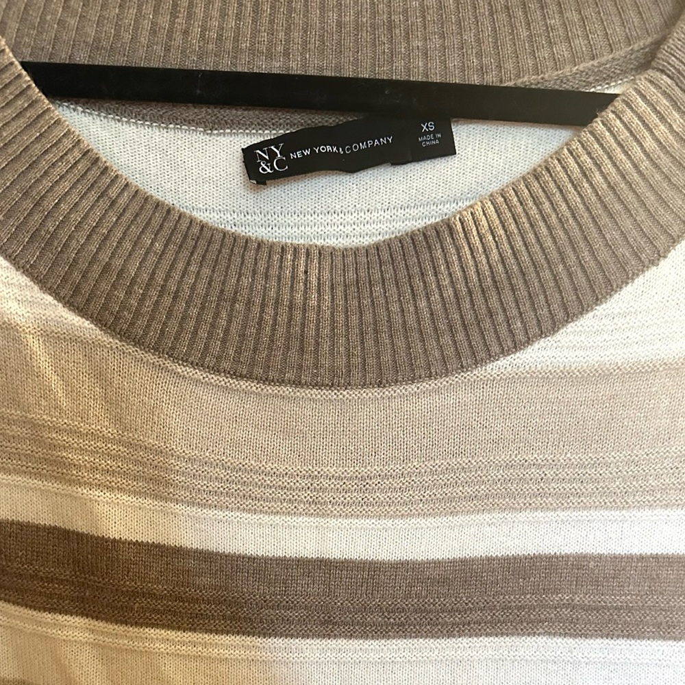 New York & Company Brown and Cream Striped Sweater - Picture 3 of 5